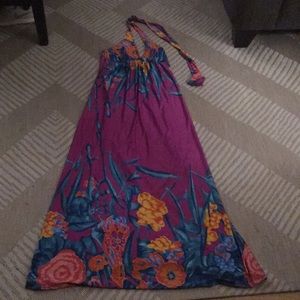 Halter tie maxi dress with floral design